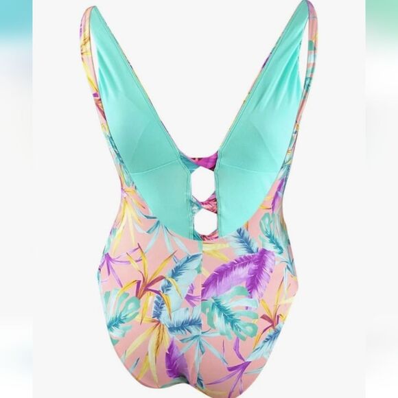 NWT Bar 3 Women's Copcabana Printed Twist Front One Piece Swimsuit - Picture 8 of 14